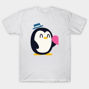 Cute Penguin Boy with Half of Heart T-Shirt